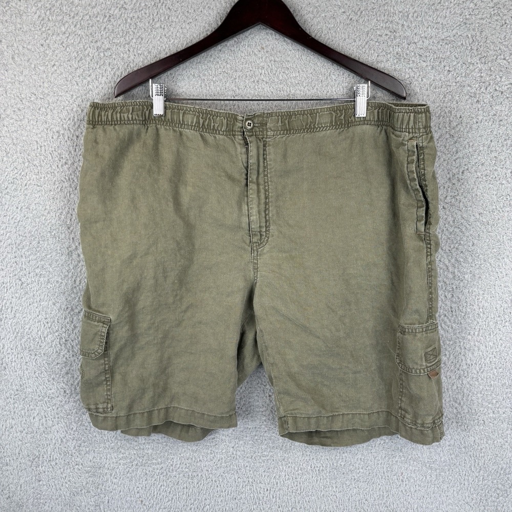 Tommy Bahama 100% Linen Cargo Shorts Mens XL Olive Drawstring Beach Summer
